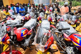 President Museveni Gives 36 Motorcycles to Ghetto youth